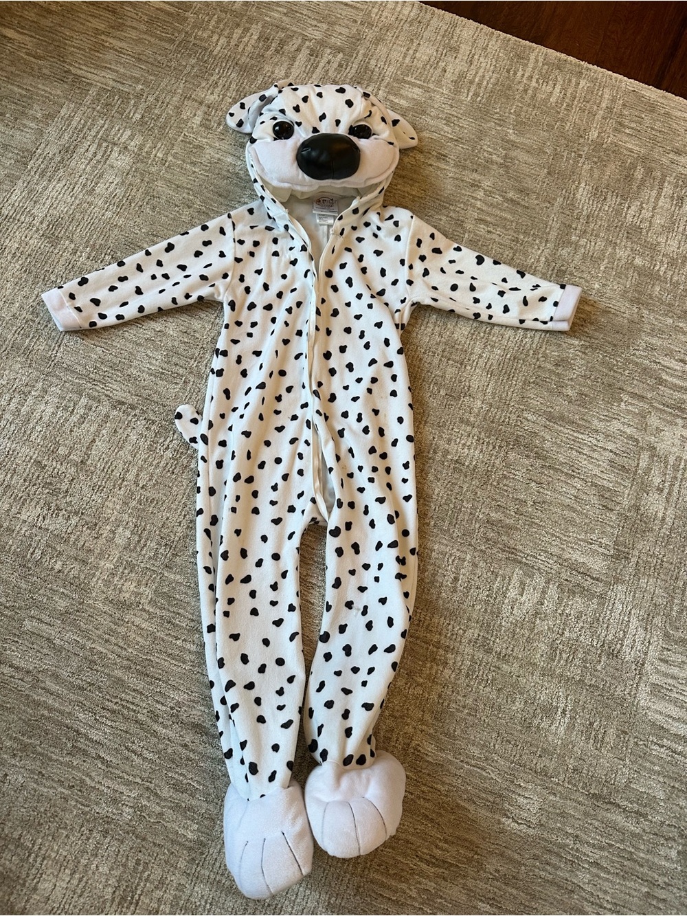 Kids White Dalmatian One-Piece Hoodie Jumpsuit costume